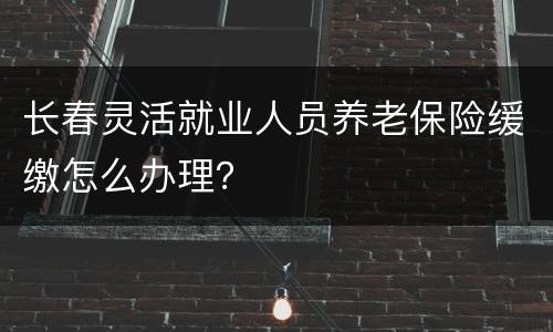 长春灵活就业人员养老保险缓缴怎么办理？