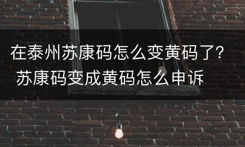 在泰州苏康码怎么变黄码了？ 苏康码变成黄码怎么申诉