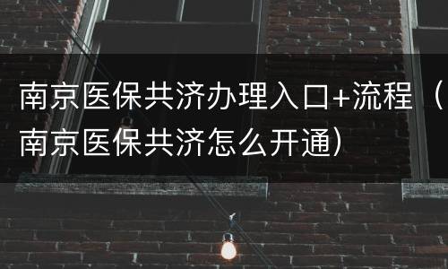 南京医保共济办理入口+流程（南京医保共济怎么开通）