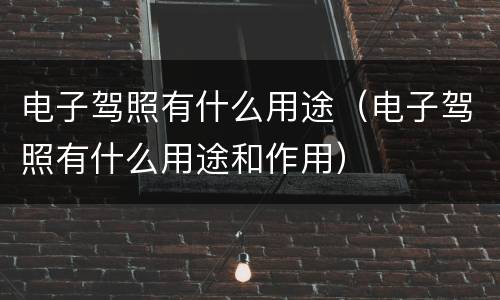 电子驾照有什么用途（电子驾照有什么用途和作用）