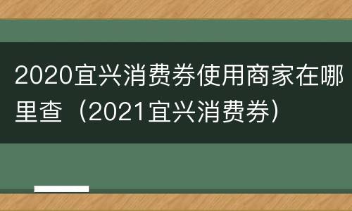2020宜兴消费券使用商家在哪里查（2021宜兴消费券）