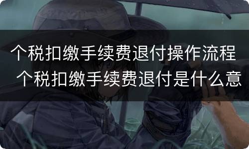 个税扣缴手续费退付操作流程 个税扣缴手续费退付是什么意思