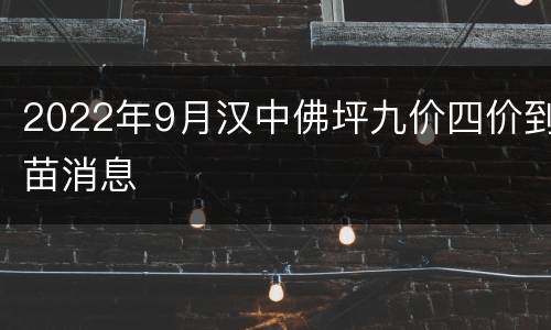 2022年9月汉中佛坪九价四价到苗消息