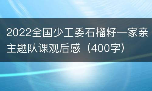 2022全国少工委石榴籽一家亲主题队课观后感（400字）