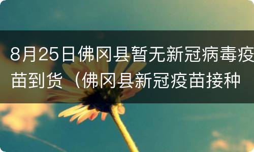 8月25日佛冈县暂无新冠病毒疫苗到货（佛冈县新冠疫苗接种点）