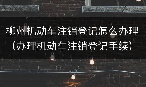 柳州机动车注销登记怎么办理（办理机动车注销登记手续）