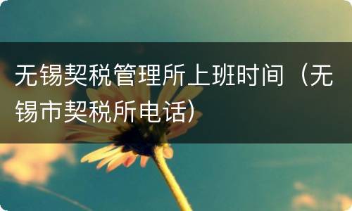无锡契税管理所上班时间（无锡市契税所电话）