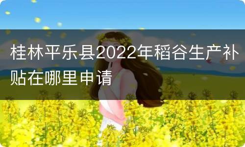 桂林平乐县2022年稻谷生产补贴在哪里申请