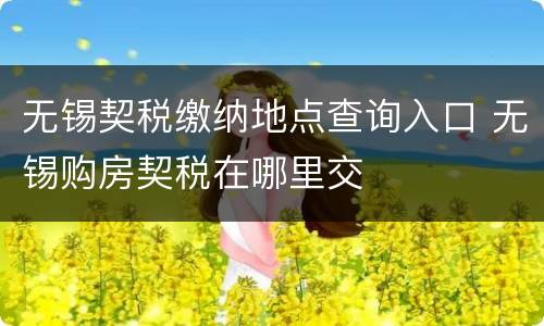 无锡契税缴纳地点查询入口 无锡购房契税在哪里交