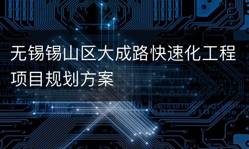 无锡锡山区大成路快速化工程项目规划方案
