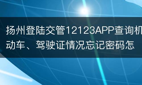 扬州登陆交管12123APP查询机动车、驾驶证情况忘记密码怎么办