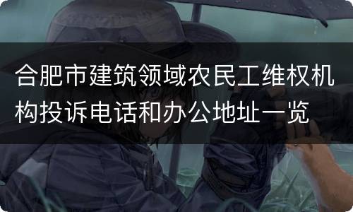 合肥市建筑领域农民工维权机构投诉电话和办公地址一览
