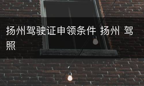 扬州驾驶证申领条件 扬州 驾照