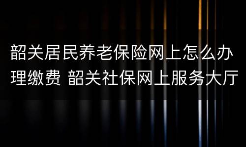 韶关居民养老保险网上怎么办理缴费 韶关社保网上服务大厅