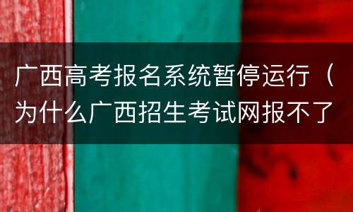 广西高考报名系统暂停运行（为什么广西招生考试网报不了名）