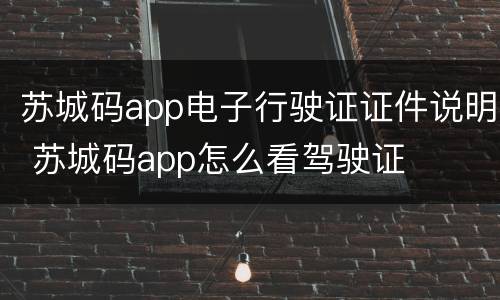 苏城码app电子行驶证证件说明 苏城码app怎么看驾驶证