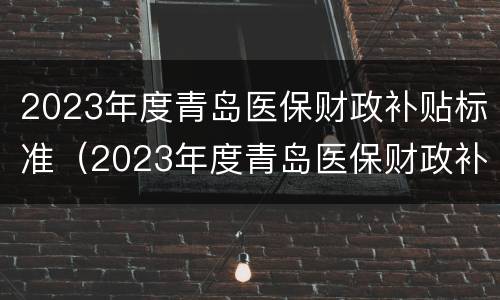 2023年度青岛医保财政补贴标准（2023年度青岛医保财政补贴标准是多少）
