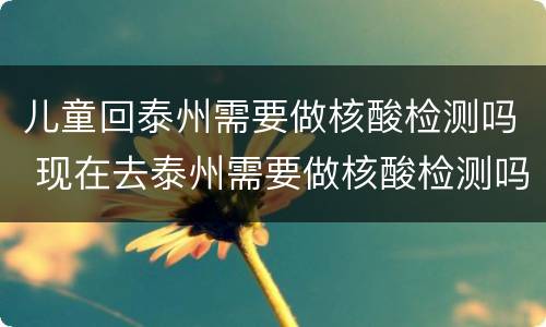 儿童回泰州需要做核酸检测吗 现在去泰州需要做核酸检测吗