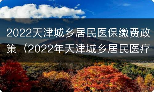 2022天津城乡居民医保缴费政策（2022年天津城乡居民医疗保险缴费标准）
