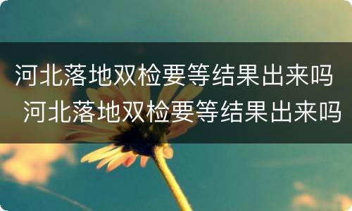 河北落地双检要等结果出来吗 河北落地双检要等结果出来吗现在