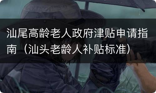 汕尾高龄老人政府津贴申请指南（汕头老龄人补贴标准）