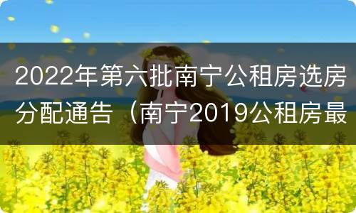 2022年第六批南宁公租房选房分配通告（南宁2019公租房最后一批）