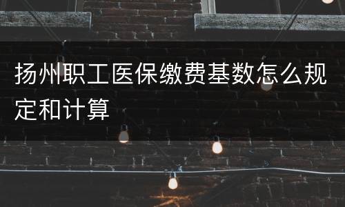 扬州职工医保缴费基数怎么规定和计算
