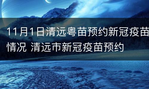 11月1日清远粤苗预约新冠疫苗情况 清远市新冠疫苗预约