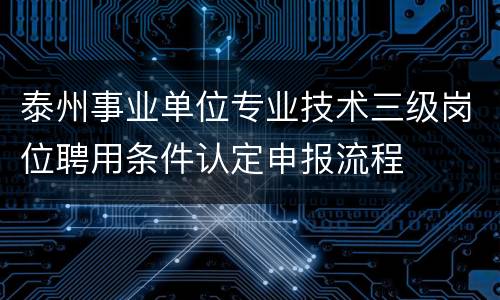 泰州事业单位专业技术三级岗位聘用条件认定申报流程