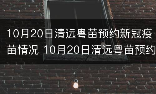10月20日清远粤苗预约新冠疫苗情况 10月20日清远粤苗预约新冠疫苗情况如何