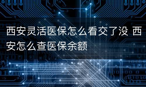 西安灵活医保怎么看交了没 西安怎么查医保余额