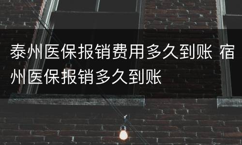 泰州医保报销费用多久到账 宿州医保报销多久到账