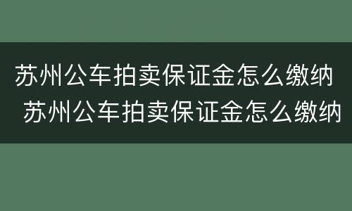苏州公车拍卖保证金怎么缴纳 苏州公车拍卖保证金怎么缴纳费用