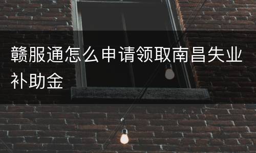 赣服通怎么申请领取南昌失业补助金