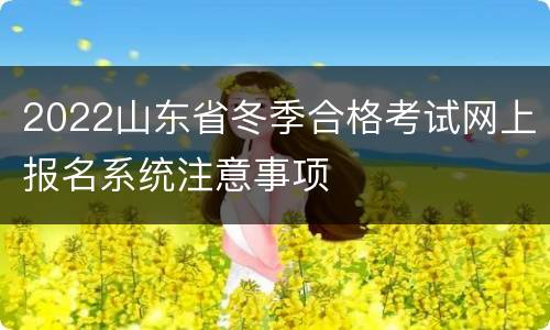 2022山东省冬季合格考试网上报名系统注意事项