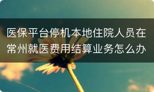 医保平台停机本地住院人员在常州就医费用结算业务怎么办