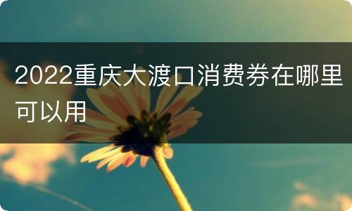 2022重庆大渡口消费券在哪里可以用