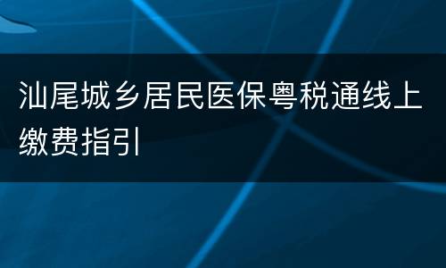 汕尾城乡居民医保粤税通线上缴费指引