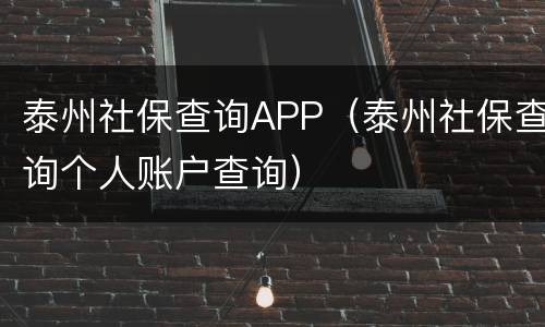 泰州社保查询APP（泰州社保查询个人账户查询）
