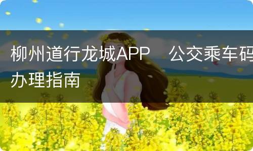 柳州道行龙城APP​公交乘车码办理指南