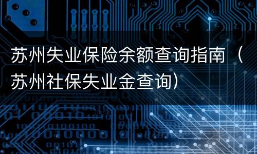 苏州失业保险余额查询指南（苏州社保失业金查询）