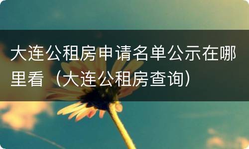 大连公租房申请名单公示在哪里看（大连公租房查询）