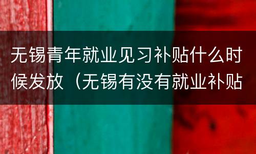 无锡青年就业见习补贴什么时候发放（无锡有没有就业补贴）