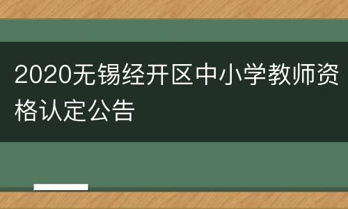 2020无锡经开区中小学教师资格认定公告